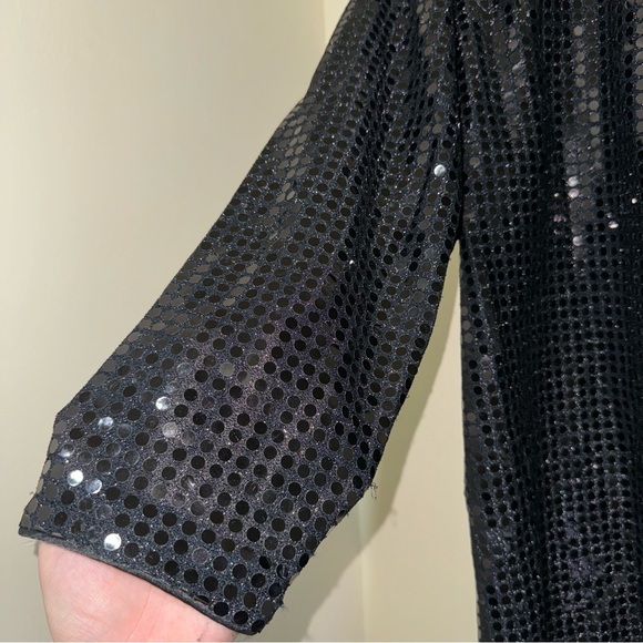 Women’s Vintage Black 80’s Sequins NYE Party Open Face Blazer Cardigan Size: 14 - Picture 4 of 15